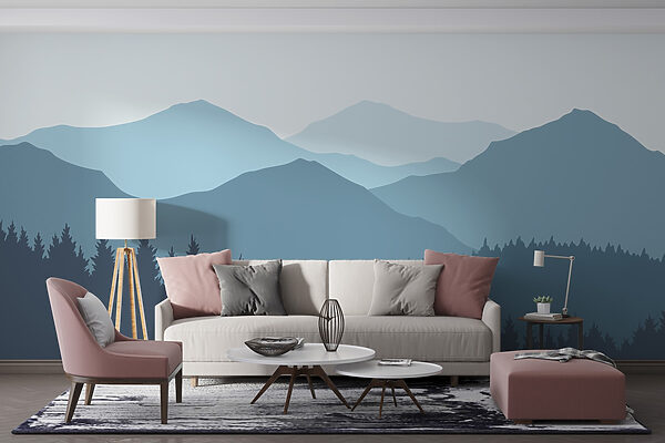 Landschaft mit Bergen und Bäumen Landschaft mit Bergen und Bäumen