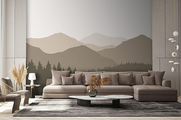 Landschaft mit Bergen und Bäumen Landschaft mit Bergen und Bäumen
