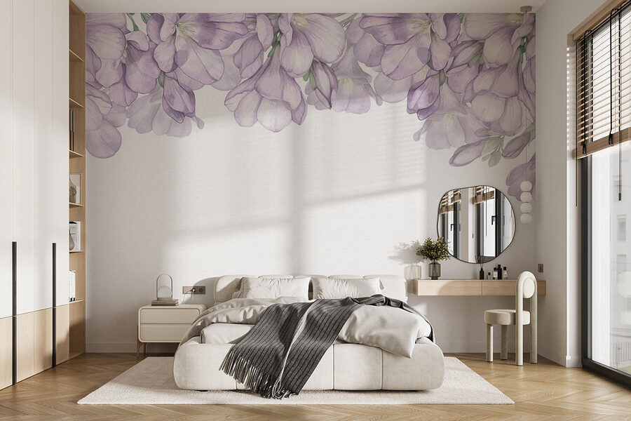 Reihe violetter Blumen