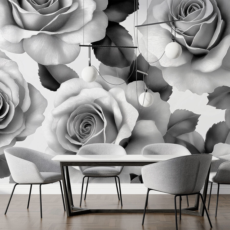 Gruppe von Rosen mit Blättern