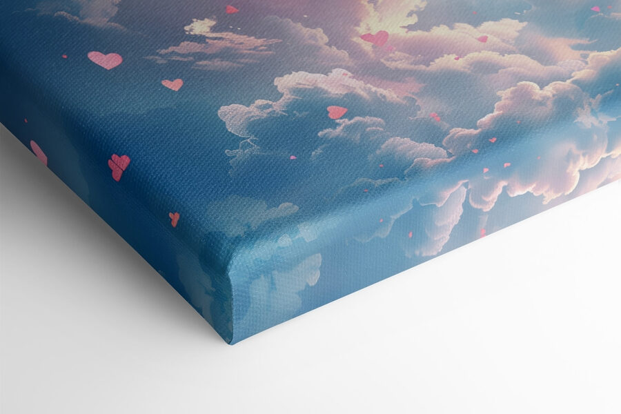 Wandbilder Blauer Himmel mit Wolken und rosa Herzen – Bild 10