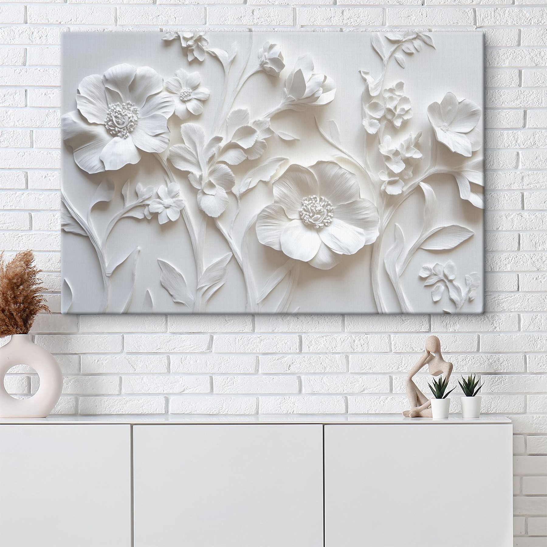 White wall with flowers