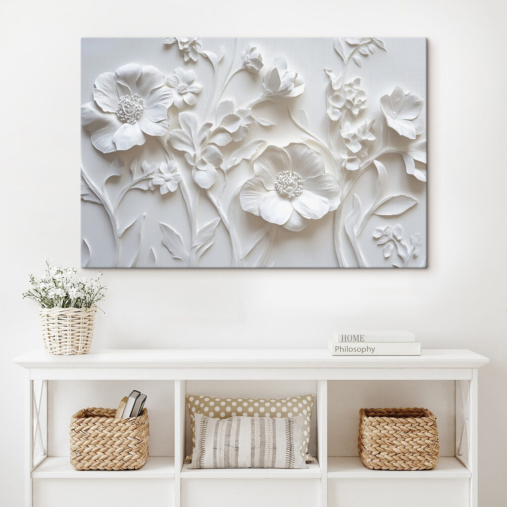 White wall with flowers