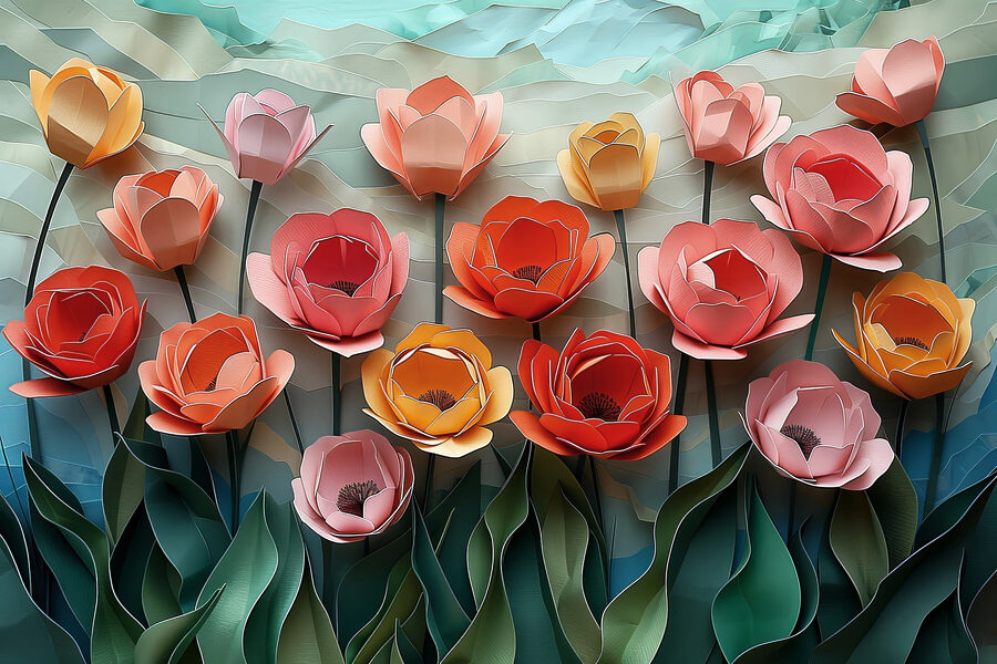 Gruppe von Papierblumen Gruppe von Papierblumen