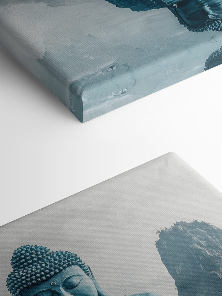 Statue of a person sitting on a lotus flower in water