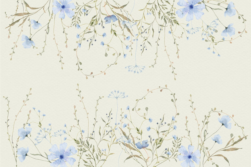 Aquarellmalerei von Blumen und Blättern Aquarellmalerei von Blumen und Blättern