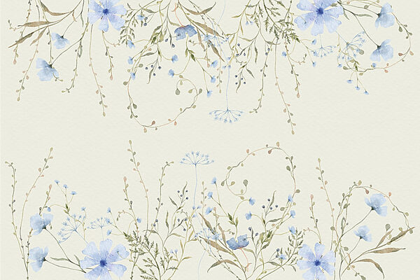 Aquarellmalerei von Blumen und Blättern Aquarellmalerei von Blumen und Blättern