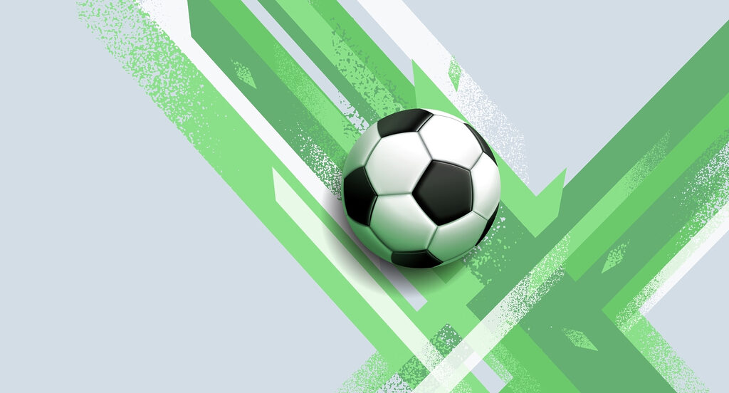 Fußball auf einem grünen und weißen Hintergrund Fußball auf einem grünen und weißen Hintergrund