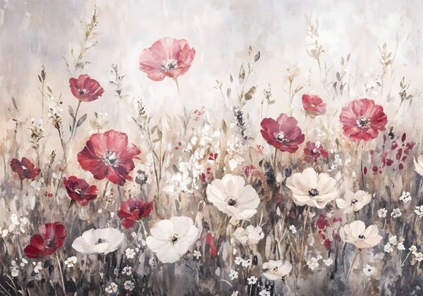 Gemälde von Blumen auf einem Feld Gemälde von Blumen auf einem Feld