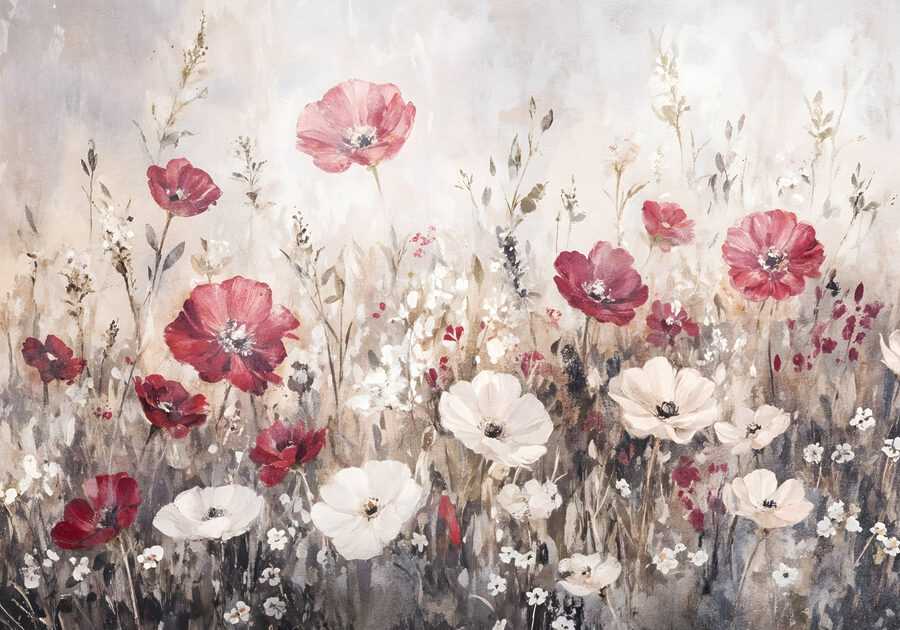 Gemälde von Blumen auf einem Feld