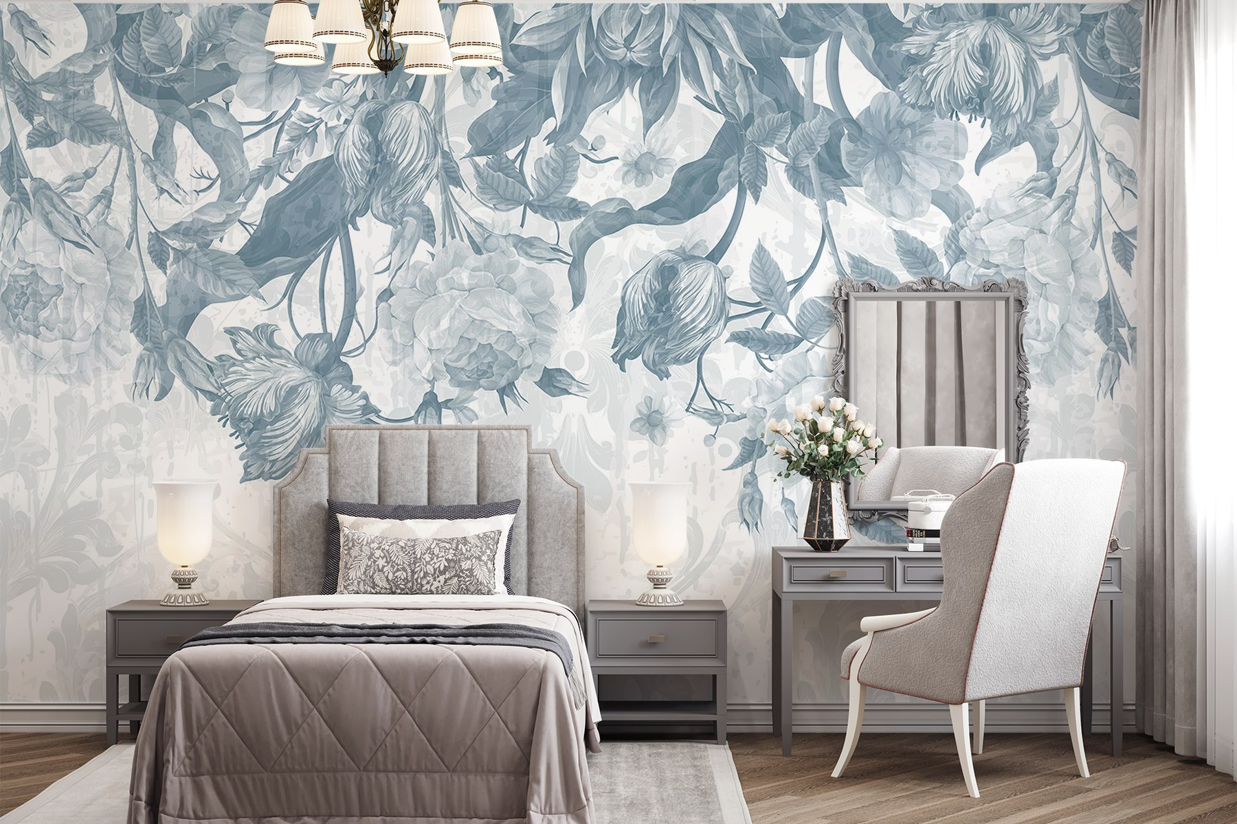 Delicate floral pattern in cool tones Delicate floral pattern in cool tones