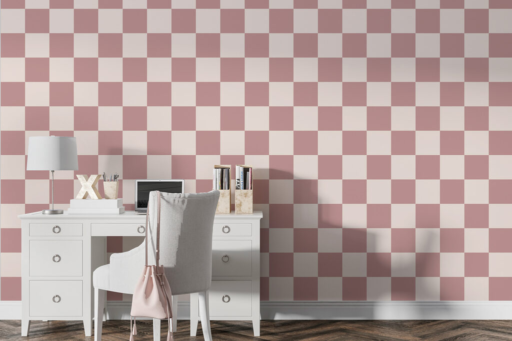 Checkered pattern with pink squares