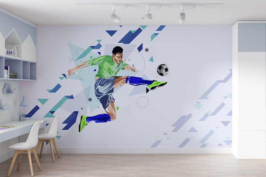 Fototapeten Mann, der einen Fußball schießt – Bild 4