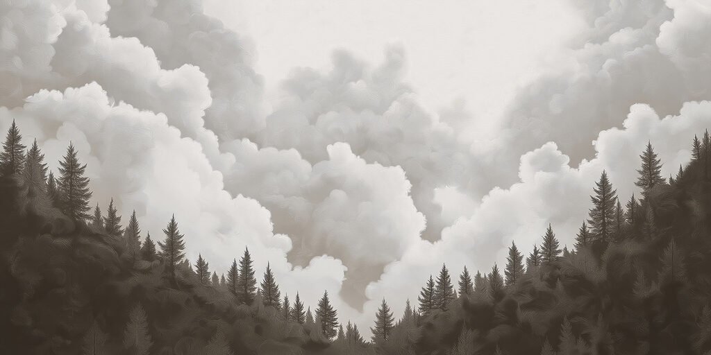 Gruppe von Bäumen und Wolken Gruppe von Bäumen und Wolken
