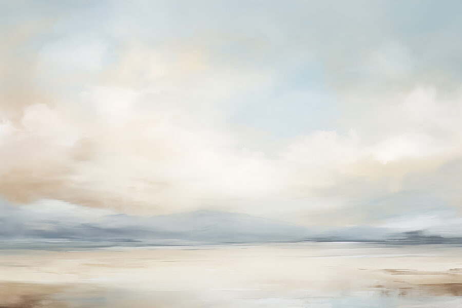 Landschaft mit einer Wasserfläche und Wolken