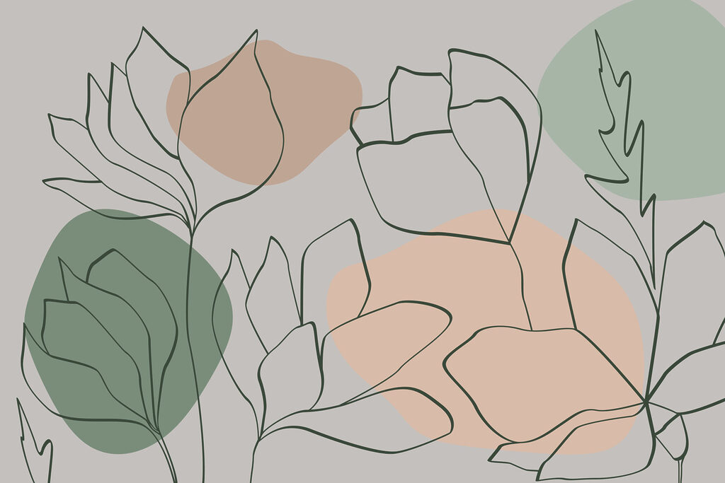 Zeichnung von Blumen und Blättern Zeichnung von Blumen und Blättern