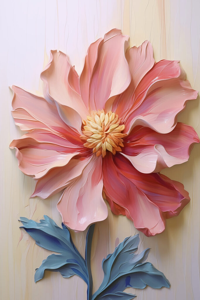 Pink flower with a yellow center Pink flower with a yellow center