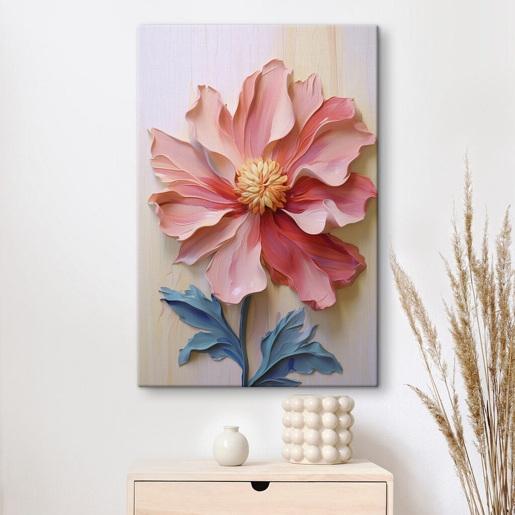 Pink flower with a yellow center Pink flower with a yellow center