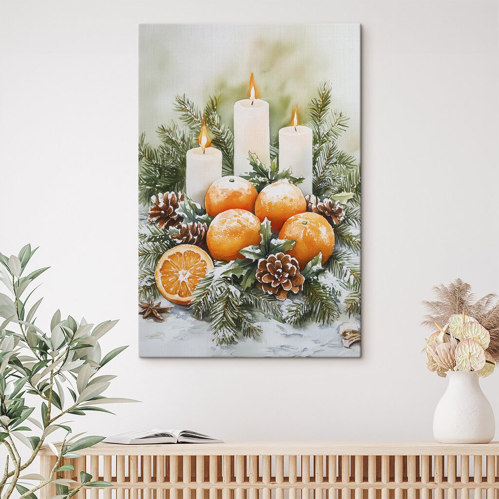 Painting of oranges and candles Painting of oranges and candles