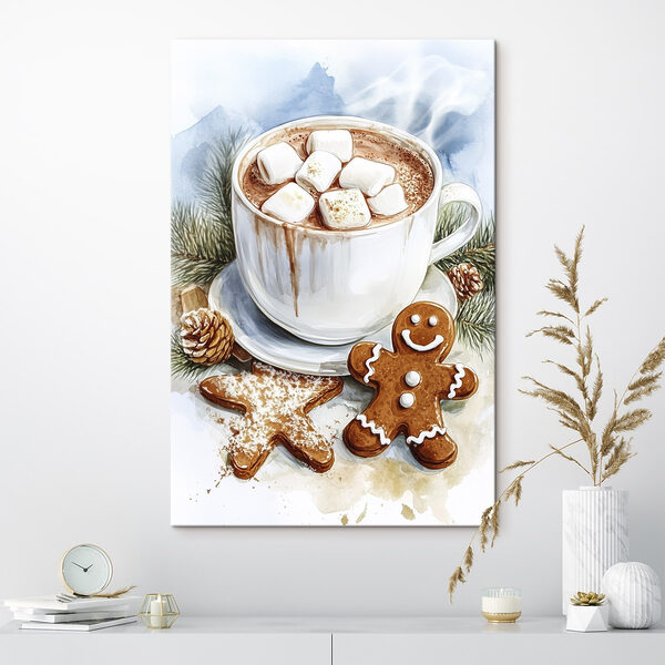 Tasse heiße Schokolade mit Marshmallows und Lebkuchengebäck Tasse heiße Schokolade mit Marshmallows und Lebkuchengebäck