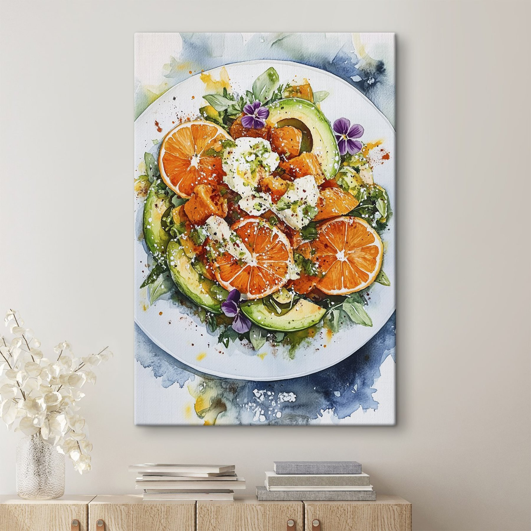 Plate of food with oranges and avocado