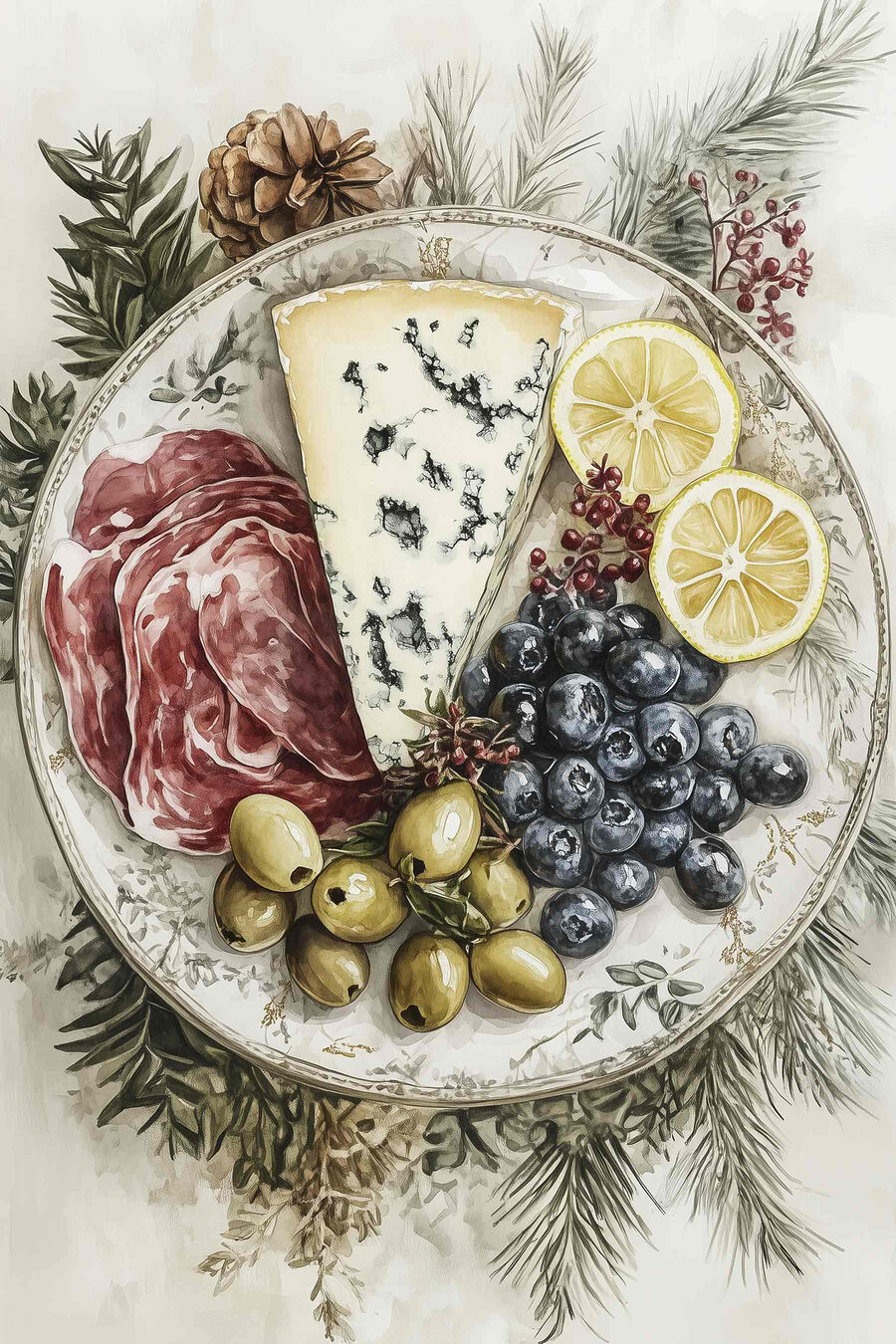 Speiseteller mit Obst und Käse Speiseteller mit Obst und Käse