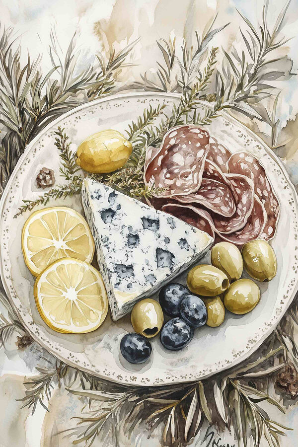 Speiseteller mit Käse und Oliven Speiseteller mit Käse und Oliven