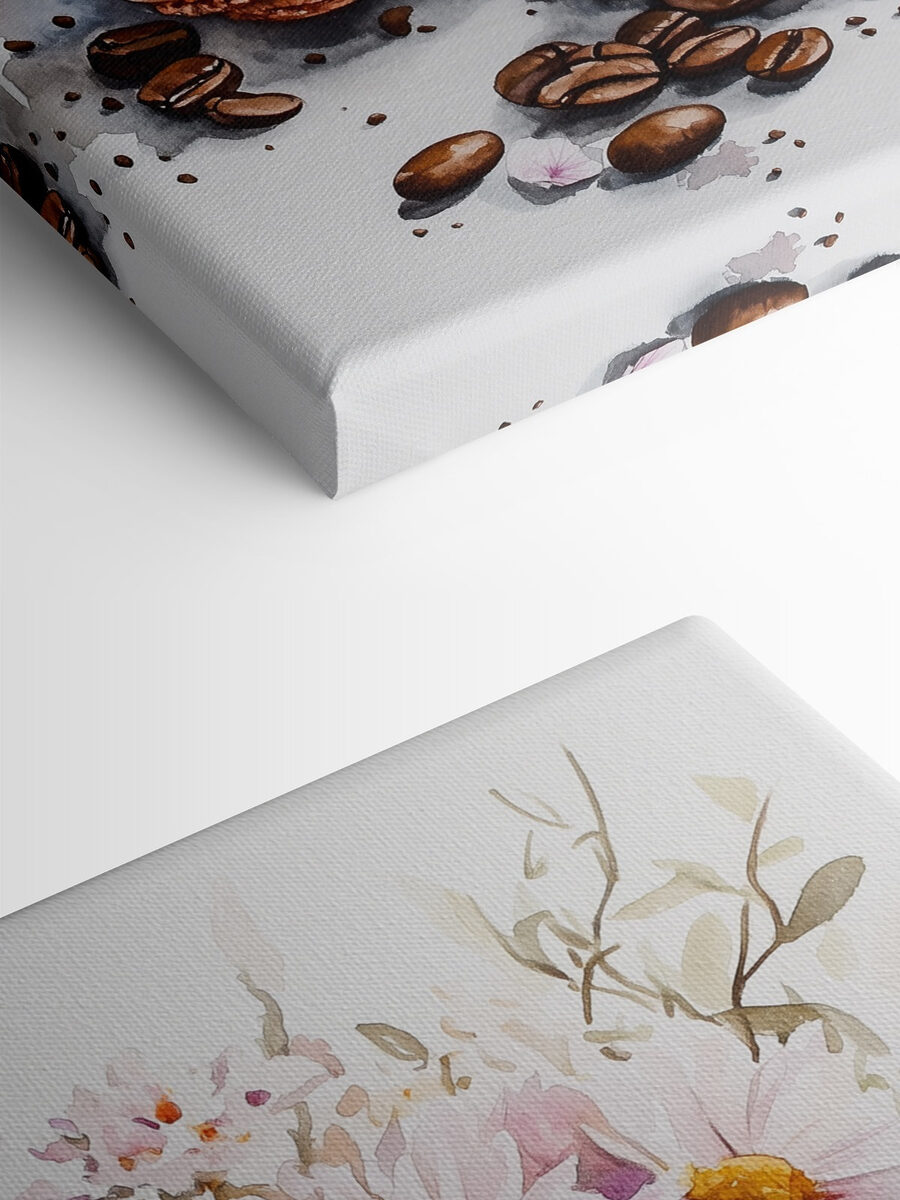 Aquarellmalerei einer Tasse Kaffee und Keksen Aquarellmalerei einer Tasse Kaffee und Keksen