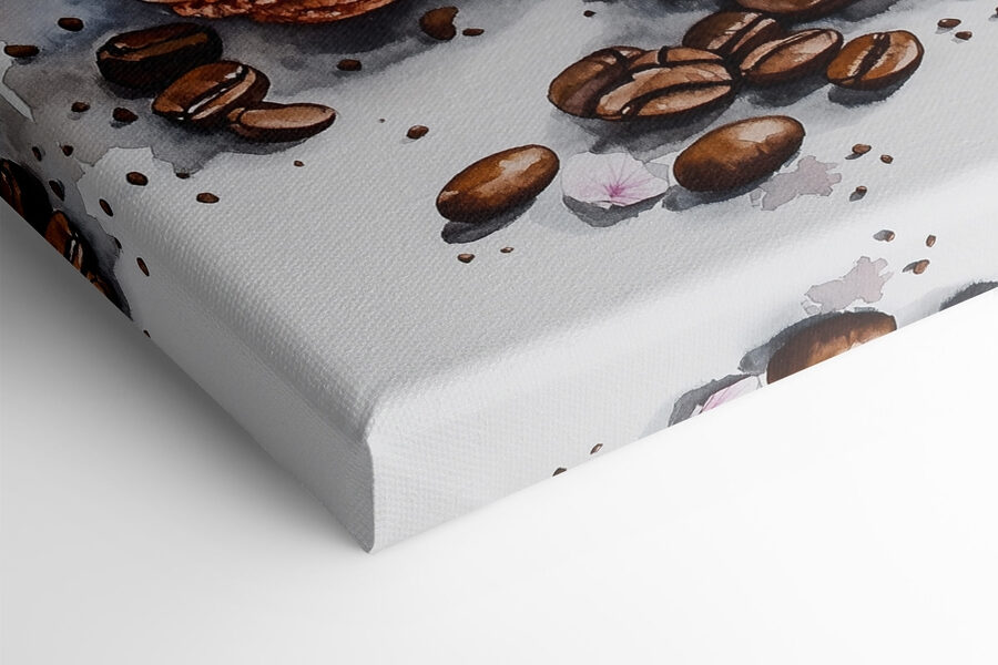 Aquarellmalerei einer Tasse Kaffee und Keksen Aquarellmalerei einer Tasse Kaffee und Keksen
