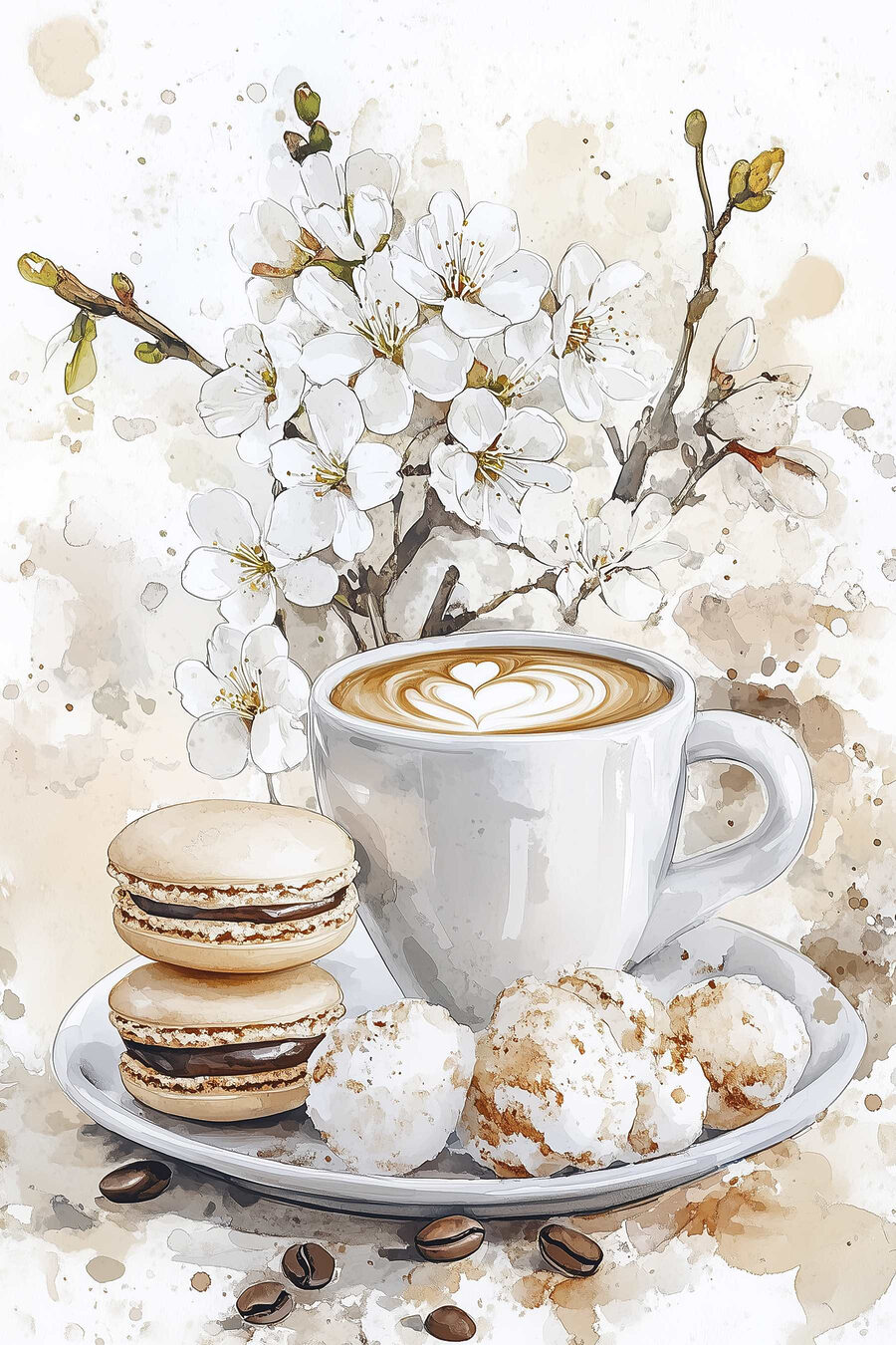 Eine Tasse Kaffee und Kekse