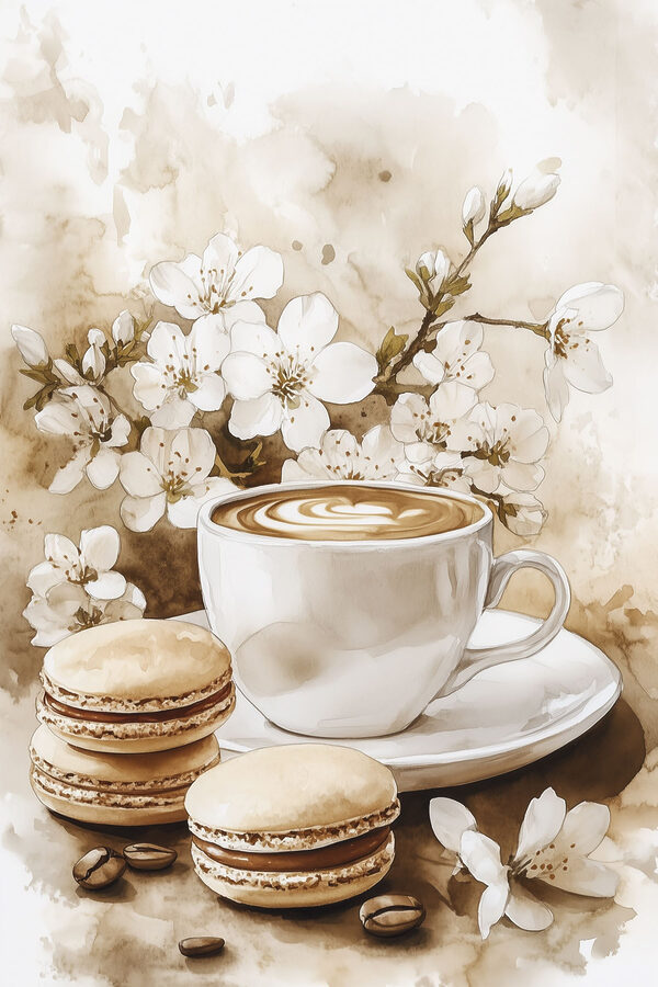 Tasse Kaffee und Makronen Tasse Kaffee und Makronen