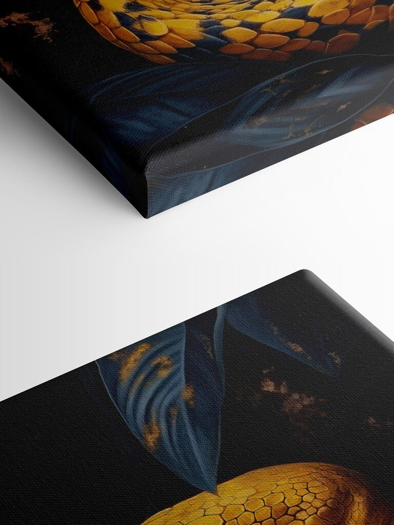 Yellow snake with black leaves