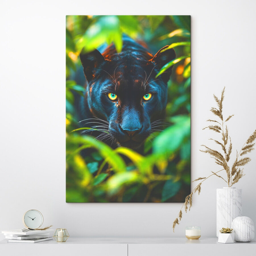 Schwarzer Panther mit grünen Augen
