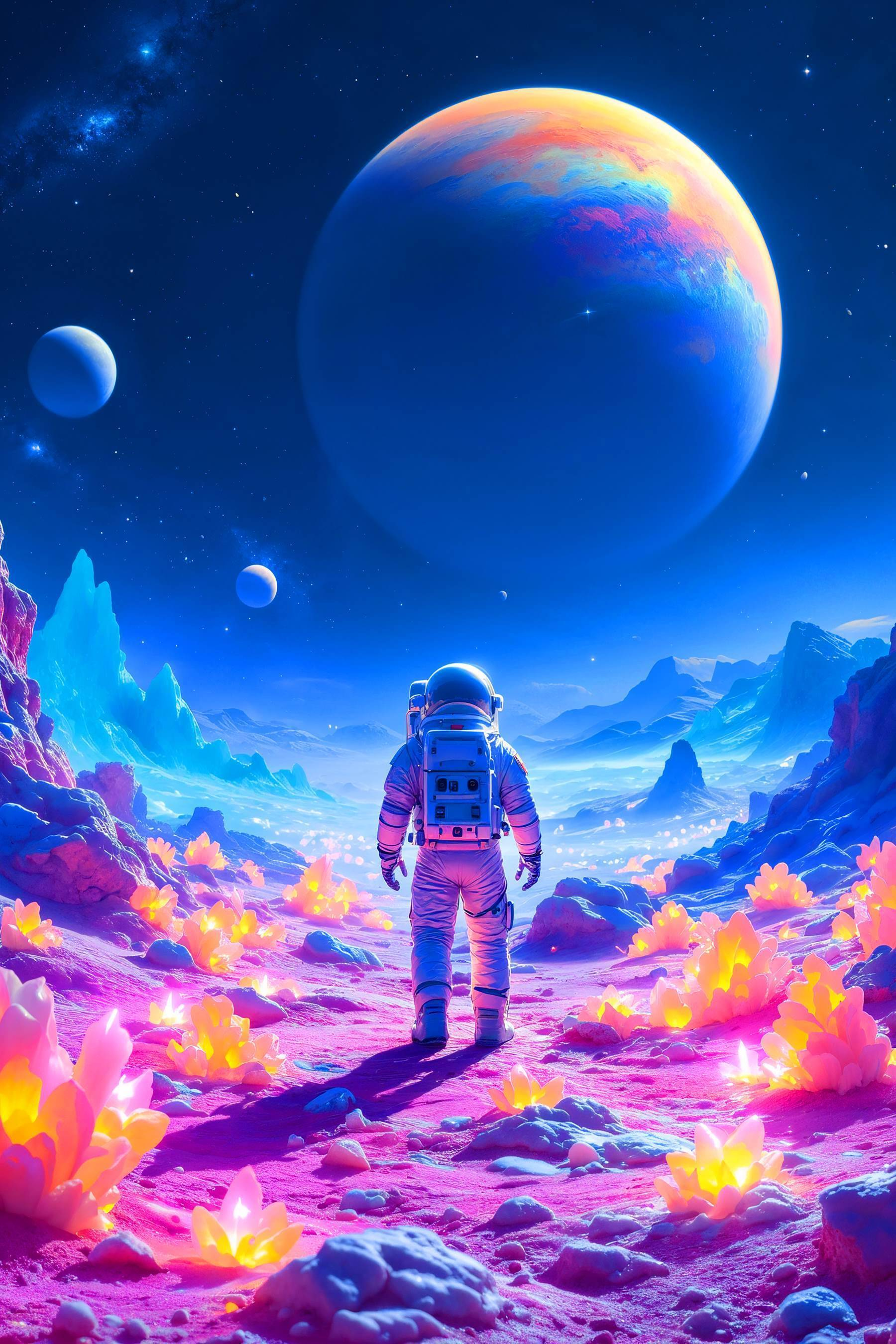 Astronaut walking on a desert