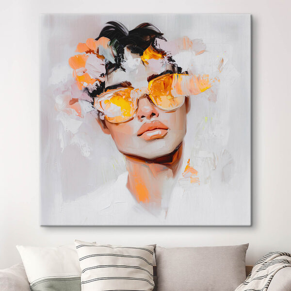 Mann mit Sonnenbrille und Blumen auf dem Kopf Mann mit Sonnenbrille und Blumen auf dem Kopf