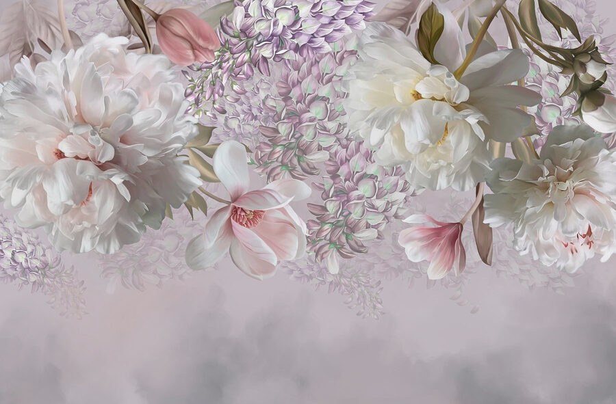 Zarte Blüten in sanften Pastelltönen