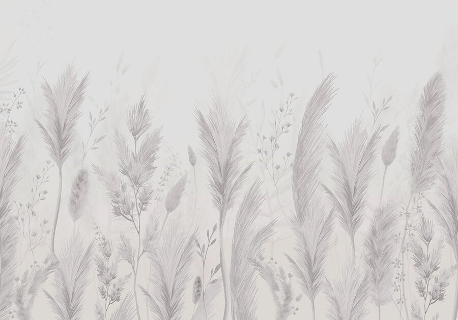 Weißer Hintergrund mit Gras und Blumen