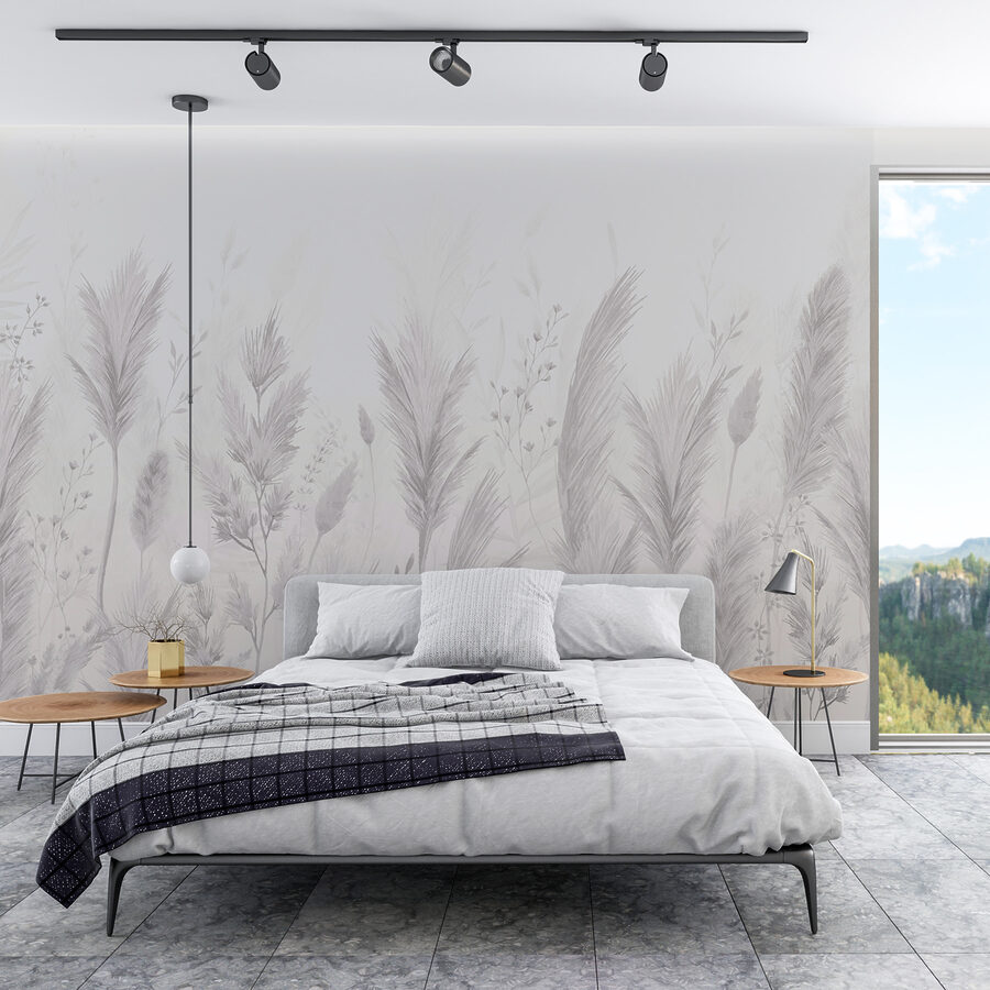 Weißer Hintergrund mit Gras und Blumen