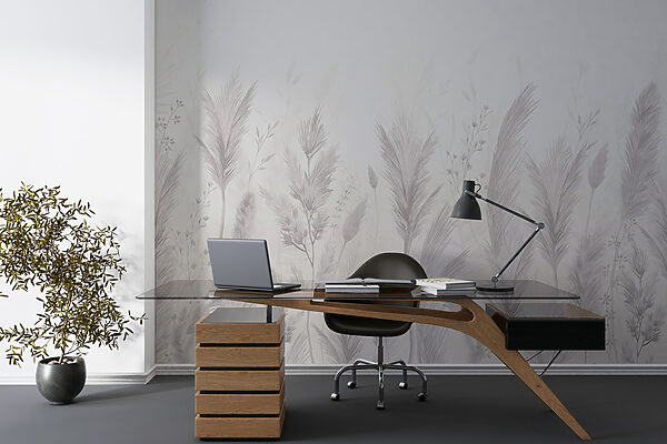 Weißer Hintergrund mit Gras und Blumen Weißer Hintergrund mit Gras und Blumen