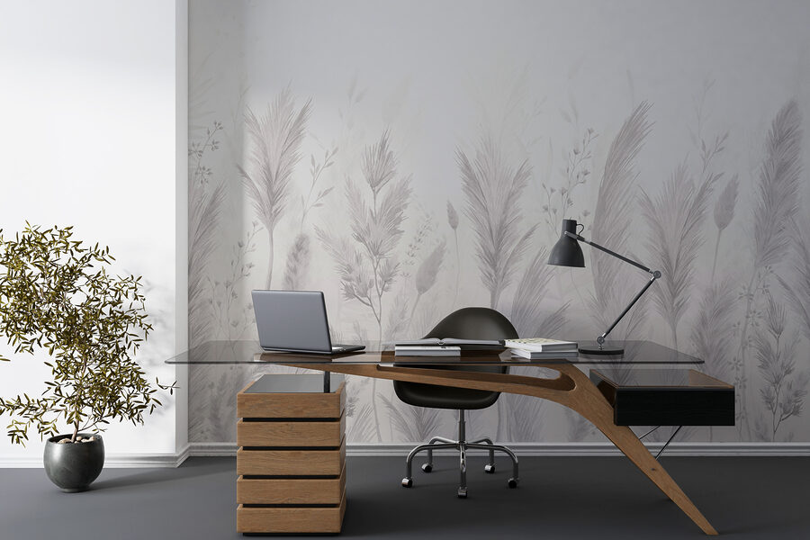 Weißer Hintergrund mit Gras und Blumen