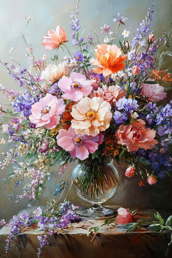 Gemälde von Blumen in einer Vase Gemälde von Blumen in einer Vase
