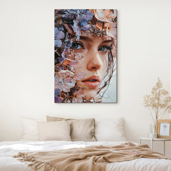 Frau mit Blumen im Gesicht Frau mit Blumen im Gesicht