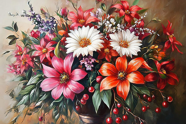 Gemälde von Blumen in einer Vase Gemälde von Blumen in einer Vase