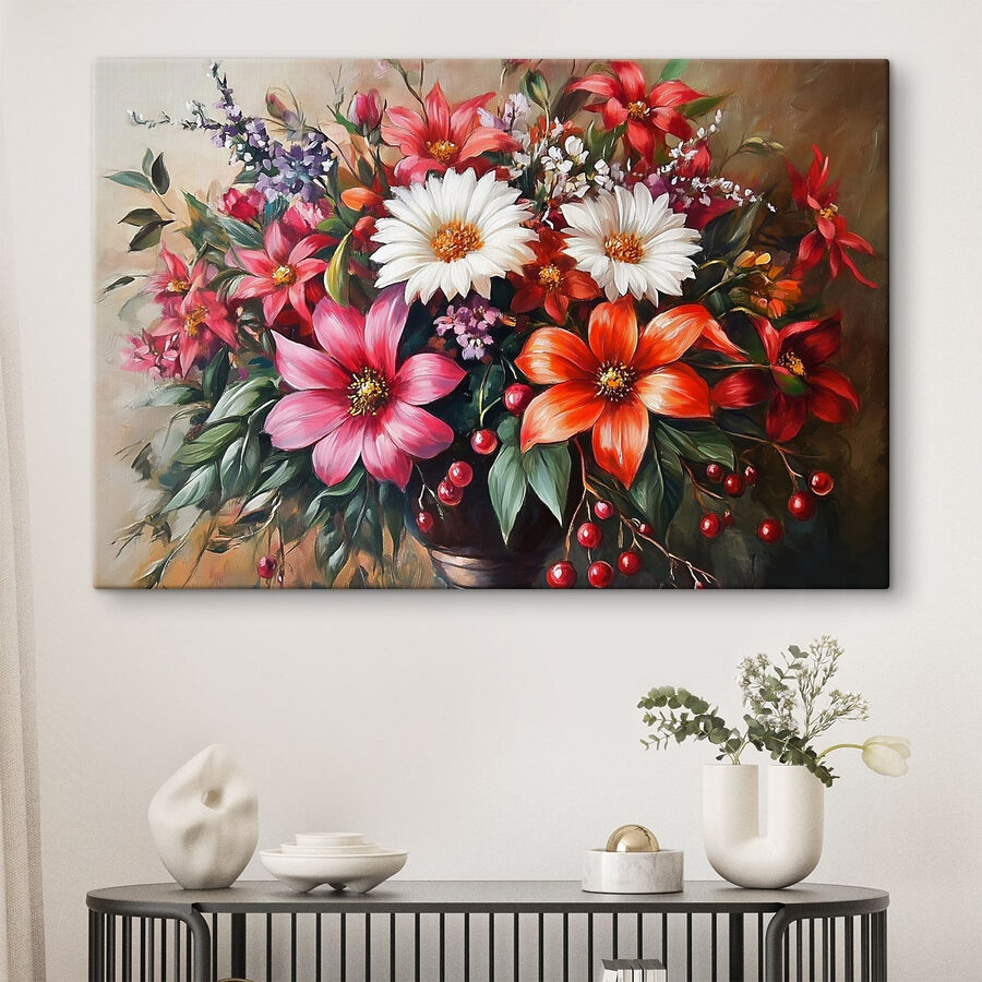 Gemälde von Blumen in einer Vase