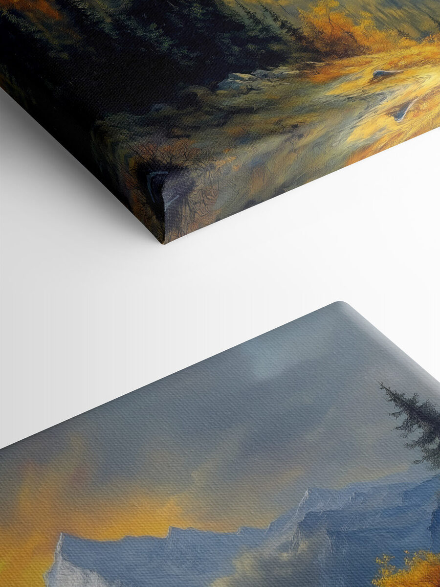 Berglandschaft mit Bäumen und Wolken Berglandschaft mit Bäumen und Wolken