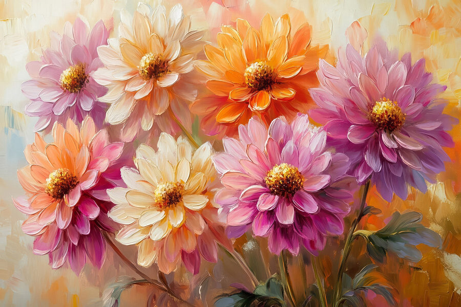 Gemälde von Blumen auf einer Leinwand Gemälde von Blumen auf einer Leinwand
