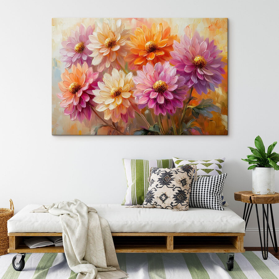 Gemälde von Blumen auf einer Leinwand Gemälde von Blumen auf einer Leinwand