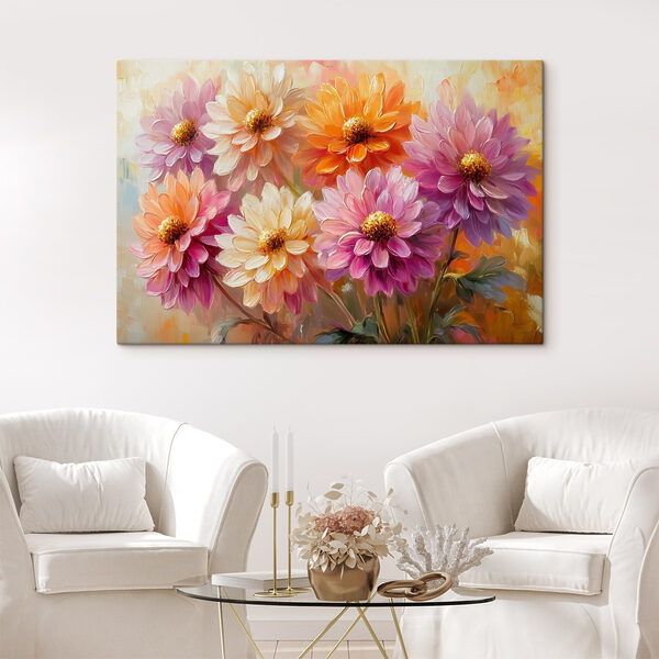 Gemälde von Blumen auf einer Leinwand Gemälde von Blumen auf einer Leinwand
