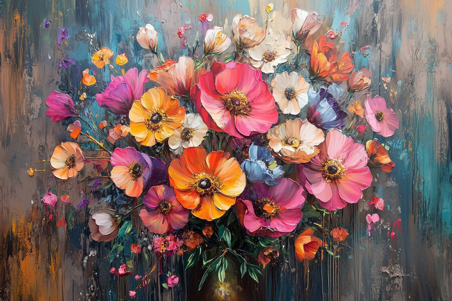Gemälde von Blumen in einer Vase