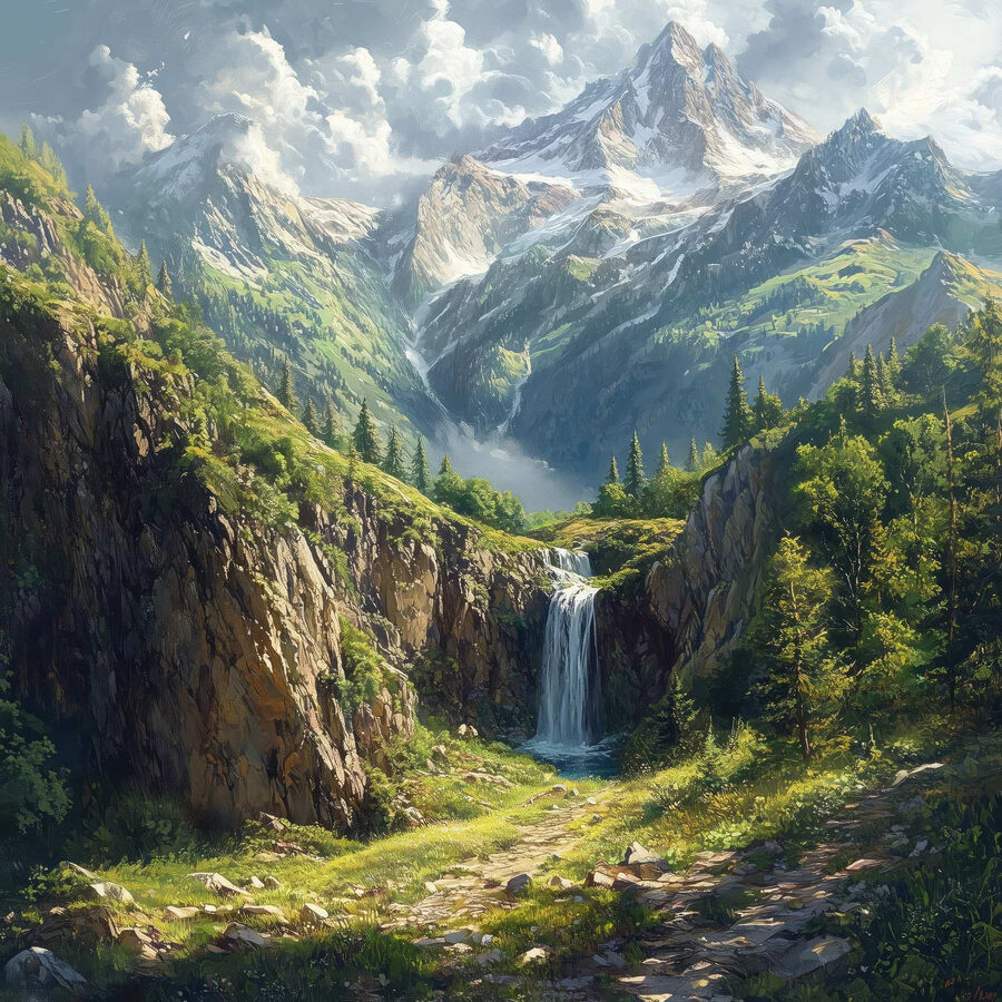 Wasserfall in einem Berg